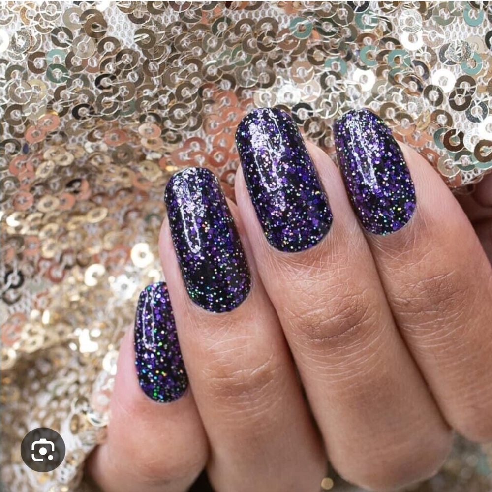 *Retired* Color Street: Living the Gleam | Black Glitter Purple Party Halloween - Picture 2 of 16